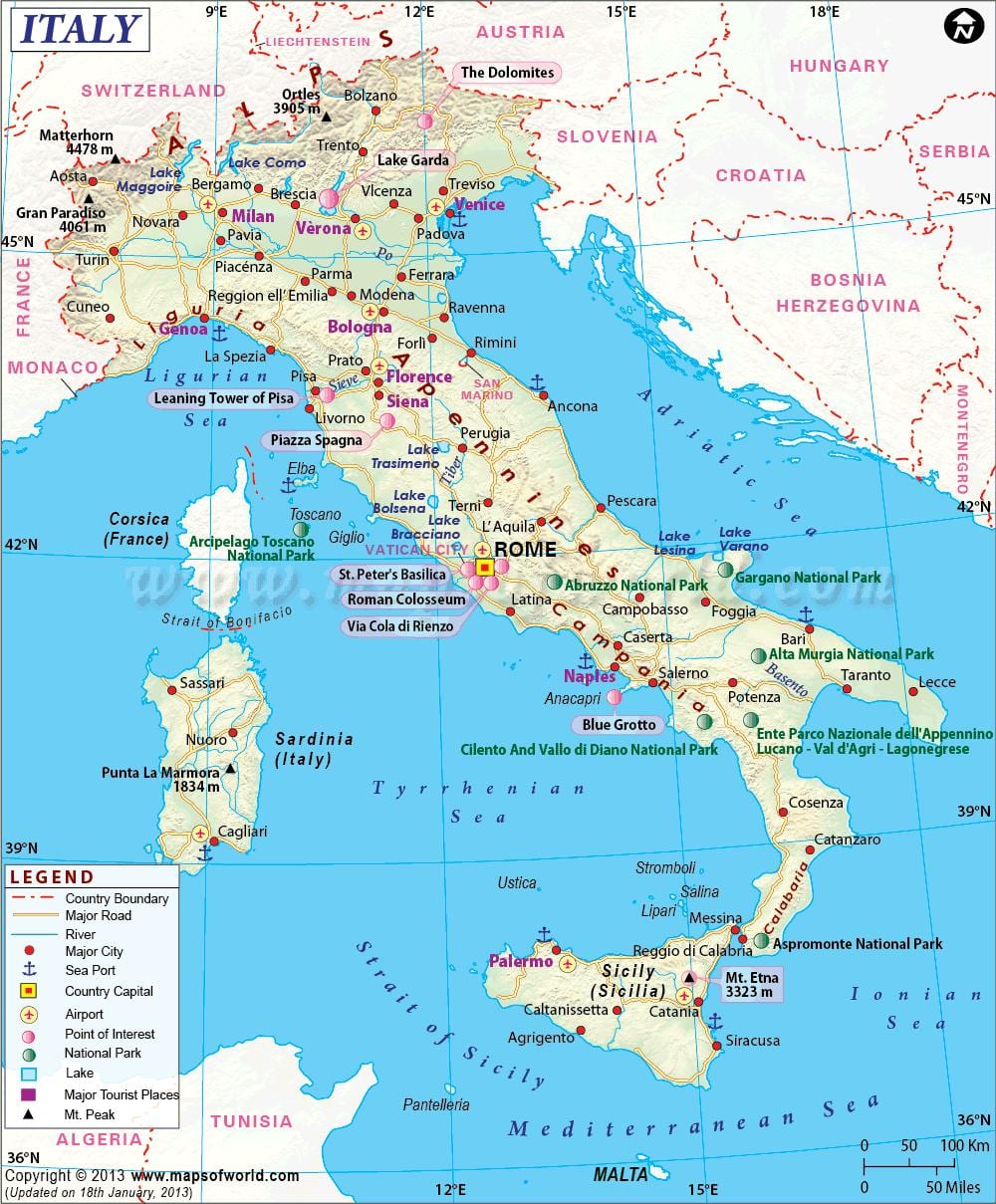 milan haritası ve çevresi