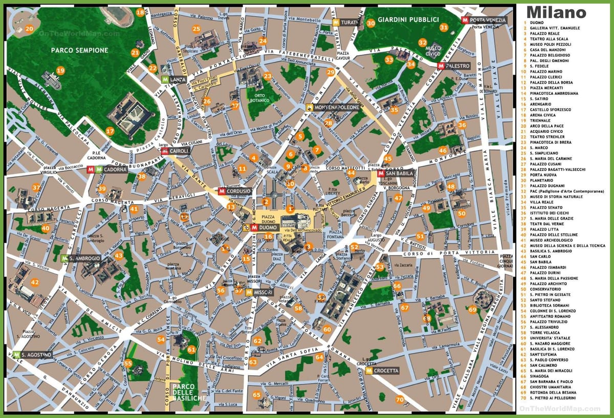 milan haritası İtalya turistik