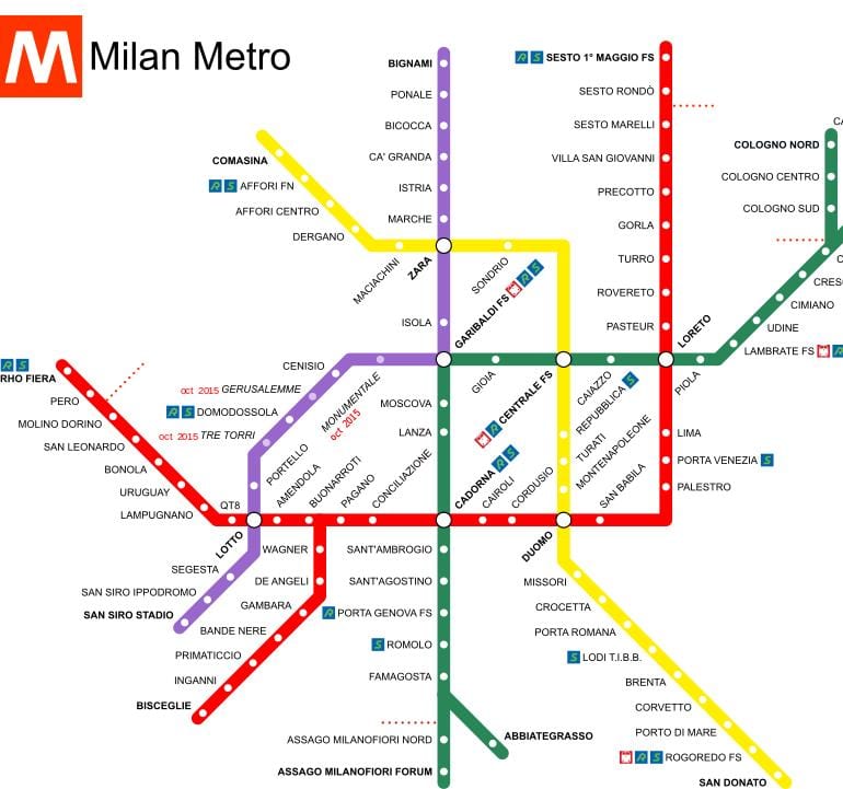 milan İtalya tren istasyonu haritası