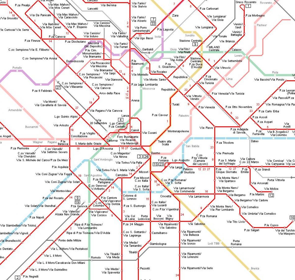 tramvay milan haritası