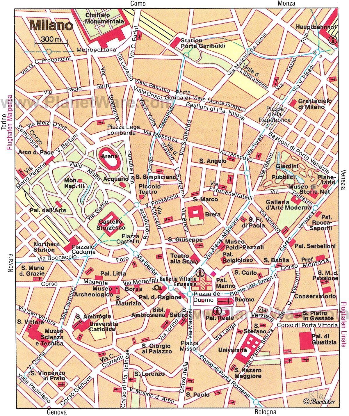 milan İtalya harita turist