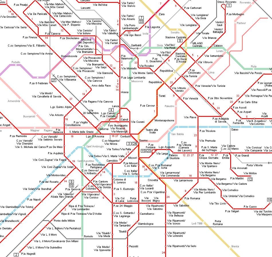 tramvay harita milan ıtaly