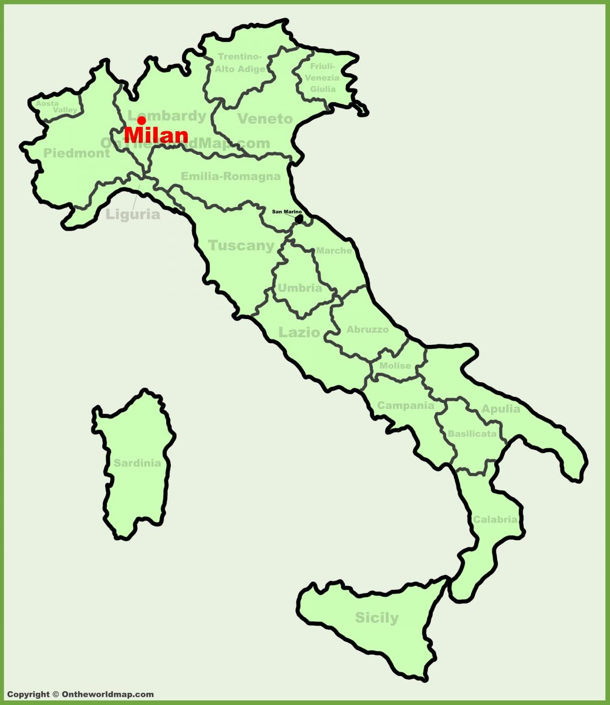 İtalya'nın milan gösteren harita 